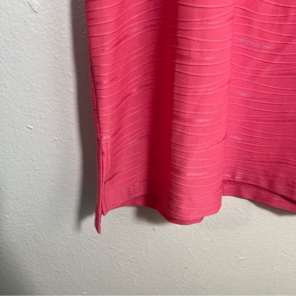 Vintage N Touch Short Sleeve Blouse Pink Textured Stripe L - Picture 4 of 9